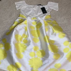 Bardot Midi Skater Dress With Floral Skirt